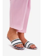 Vzory Ploché Dámské Pantofle Bílé Leysi