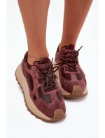 Kožené dámské tenisky  na platformě Big Star HI-POLY SYSTEM – bordó