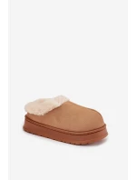 Dámské pantofle s kožíškem – camel Eveline