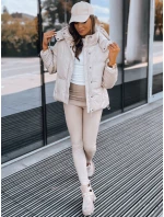Dámská kožená přechodná bunda COLLAR beige FashionStreet TY3763