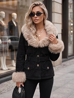 Dámská bunda s odnímatelnou kožešinou, černá, FashionStreet TY5850