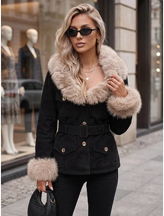 Dámská bunda s odnímatelnou kožešinou, černá, FashionStreet TY5850 Dámská bunda s odnímatelnou kožešinou, černá, FashionStreet TY5850