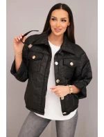 Dámská jarní prošívaná bunda s květinovým vzorem černá