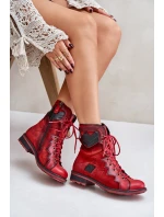 Kožené Zateplené Boty Dámské Na Plochém Podpatku Maciejka 06106-08 Červené Kožené Zateplené Boty Dámské Na Plochém Podpatku Maciejka 06106-08 Červené