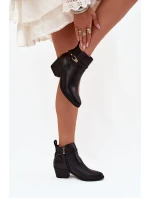 Dámské Boty Na Zip S Páskem A Zlatým Detailem Černé Zelinae Dámské Boty Na Zip S Páskem A Zlatým Detailem Černé Zelinae