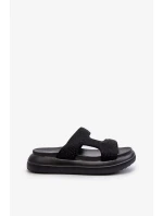 Černé dámské zdobené pantofle Jestella na platformě Černé dámské zdobené pantofle Jestella na platformě