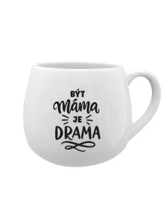 BÝT MÁMA JE DRAMA - bílý keramický hrníček 300 ml