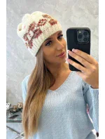 Dámská čepice Otylia K387 ecru+red Dámská čepice Otylia K387 ecru+red