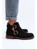 Dámské boty na ploché podrážce s pásky černé Melviana