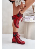 Kožené Zateplené Boty Dámské Na Plochém Podpatku Maciejka 06106-08 Červené Kožené Zateplené Boty Dámské Na Plochém Podpatku Maciejka 06106-08 Červené