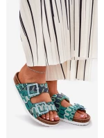 Dámské Pantofle S Přezkami A Briliantem S.Barski RB51-006 Zelené Dámské Pantofle S Přezkami A Briliantem S.Barski RB51-006 Zelené