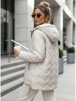 Dámská prošívaná přechodná bunda s kapucí světle šedá FashionStreet TY5610