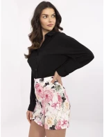 Černo-růžová květovaná krátká dámská šortko-sukně (A8933)