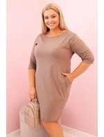 Dámská sukni Plus Size z bavlnou s jednoduchým střihem a rukávem 3/4 fango