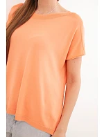 Dámská viskózová oversize halenka s krátkým rukávem a kulatým výstřihem oranžová