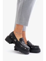 Kožené Polobotky Dámské S Ozdobami D&A Černé