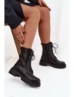 Botky workery dámské z eko kůže – černé Calesia