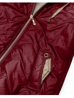 Pikowana kurtka damska z kapturem Goodlookin ciemny czerwony (B8596-27)