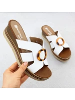 Dámské kožené žabky na platformě bílé Remonte D2L52-80