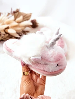 Jednorožec Warm-up pantofle Bílé a růžové Ronee