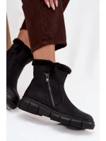 Dámské sněhule Briselle na platformě s kožešinou – černé