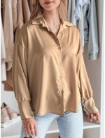 Dámská košile oversize SATINIA béžová FashionStreet DY0451
