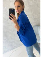 Bunda s klopou elegantní chrpově modrá Bunda s klopou elegantní chrpově modrá