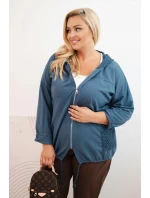 Dámská mikina Plus Size bavlněná oversize s dlouhým rukávem džínová modrá Dámská mikina Plus Size bavlněná oversize s dlouhým rukávem džínová modrá