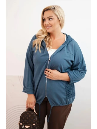 Dámská mikina Plus Size bavlněná oversize s dlouhým rukávem džínová modrá Dámská mikina Plus Size bavlněná oversize s dlouhým rukávem džínová modrá