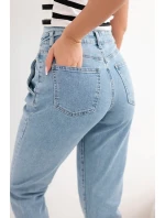 Dámské jeansové kalhoty paperbag s dvojitým zapínáním M.sara jeansové modré