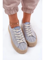 Dámské trampky na platformě s pleteným detailem Lee Cooper – modré