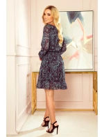 Dámské šifonové šaty s tyrkysovým vzorem 295-3 BAKARI