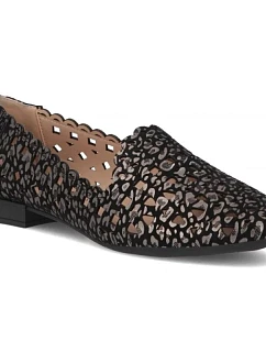 Dámské černé prolamované kožené polobotky Filippo DP7710