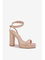 Dámské Sandály Na Podpatku S Páskem Béžové Fevenne Dámské Sandály Na Podpatku S Páskem Béžové Fevenne