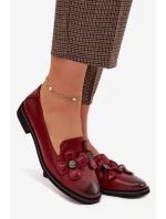 Dámské polobotky na plochém podpatku s ozdobnými květinami Bordó Tavillette