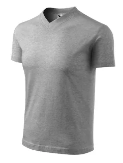 V-neck tričko unisex tmavě šedý melír