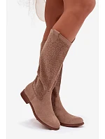 Dámské kozačky HY61-8022 béžové - S.Barski