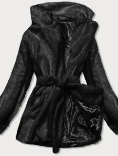 Černá dámská bunda - kožíšek s límcem (GSQ2166)