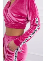 Velurová souprava s nápisem Queen fuchsia Velurová souprava s nápisem Queen fuchsia