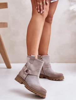 Dámské Semišové Boty Na Plochém Podpatku 3610 Lewski Cappucino