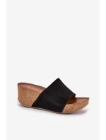 Dámské Semišové Pantofle Na Korek Korku Černé Zazoo 40311