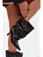 Nazouvací dámské kotníkové boty na podpatku s mačkáním horní části černé Inarisse Nazouvací dámské kotníkové boty na podpatku s mačkáním horní části černé Inarisse