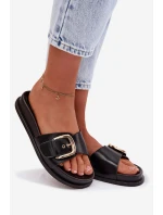 Ženské pantofle s zlatým sponou Černé Rosivana