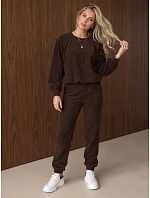 Dámská souprava z kordového úpletu – mikina a kalhoty, hnědá, FashionStreet AY1252 Dámská souprava z kordového úpletu – mikina a kalhoty, hnědá, FashionStreet AY1252