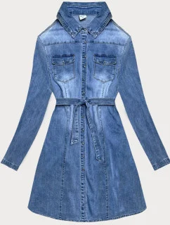 Světle modrá džínová tunika s páskem (POP7050-LK)