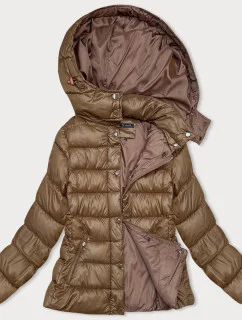 Hnědá dámská prošívaná zimní bunda s kapucí (YP-22075-101)