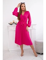 Šaty se svázaným plisovaným lemem fuchsie