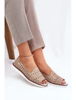 Kožené vyřezávané baleríny s odkrytými prsty S.Barski LR51-922 Zlaté