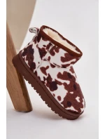 Dětské/juniorská sněhule zateplené kožíškem Mireya – bílo-hnědé