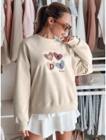 Dámská mikina nadměrné velikosti se srdíčky MADELIN cappuccino FashionStreet BY1462